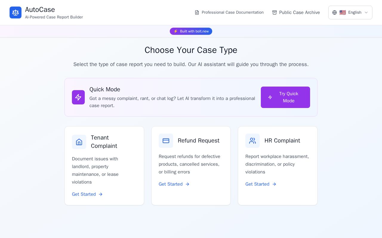 Preview of Auto Case - AI-Powered Case Report Builder