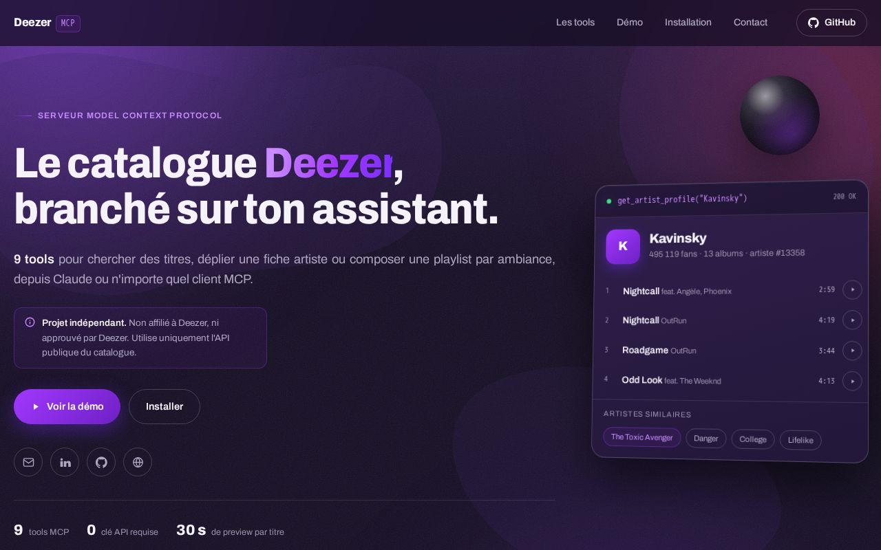 Preview of Deezer MCP