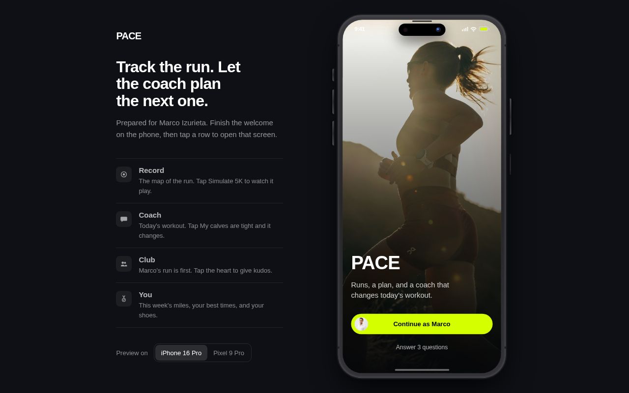 Preview of Pace Prototype