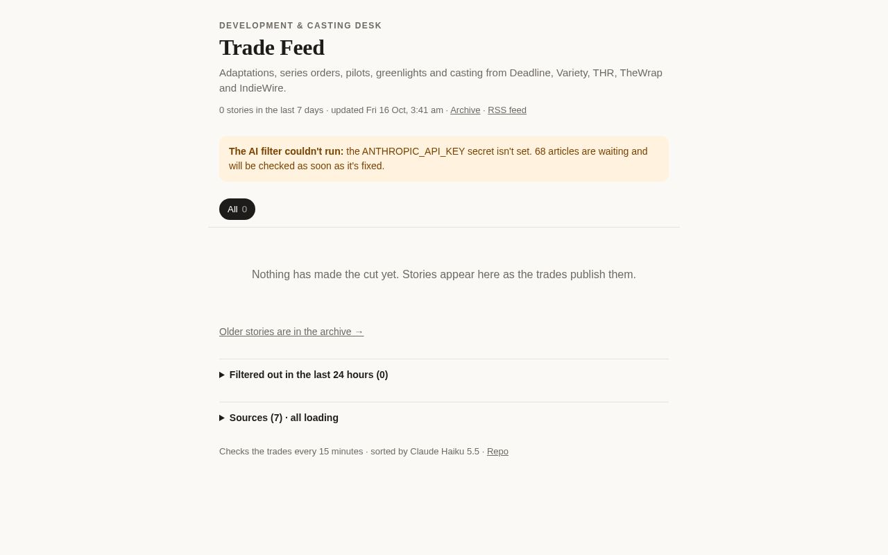 Preview of Trade Feed
