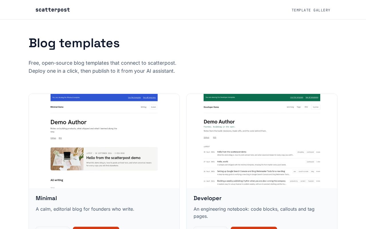 Preview of Scatterpost Blog Templates