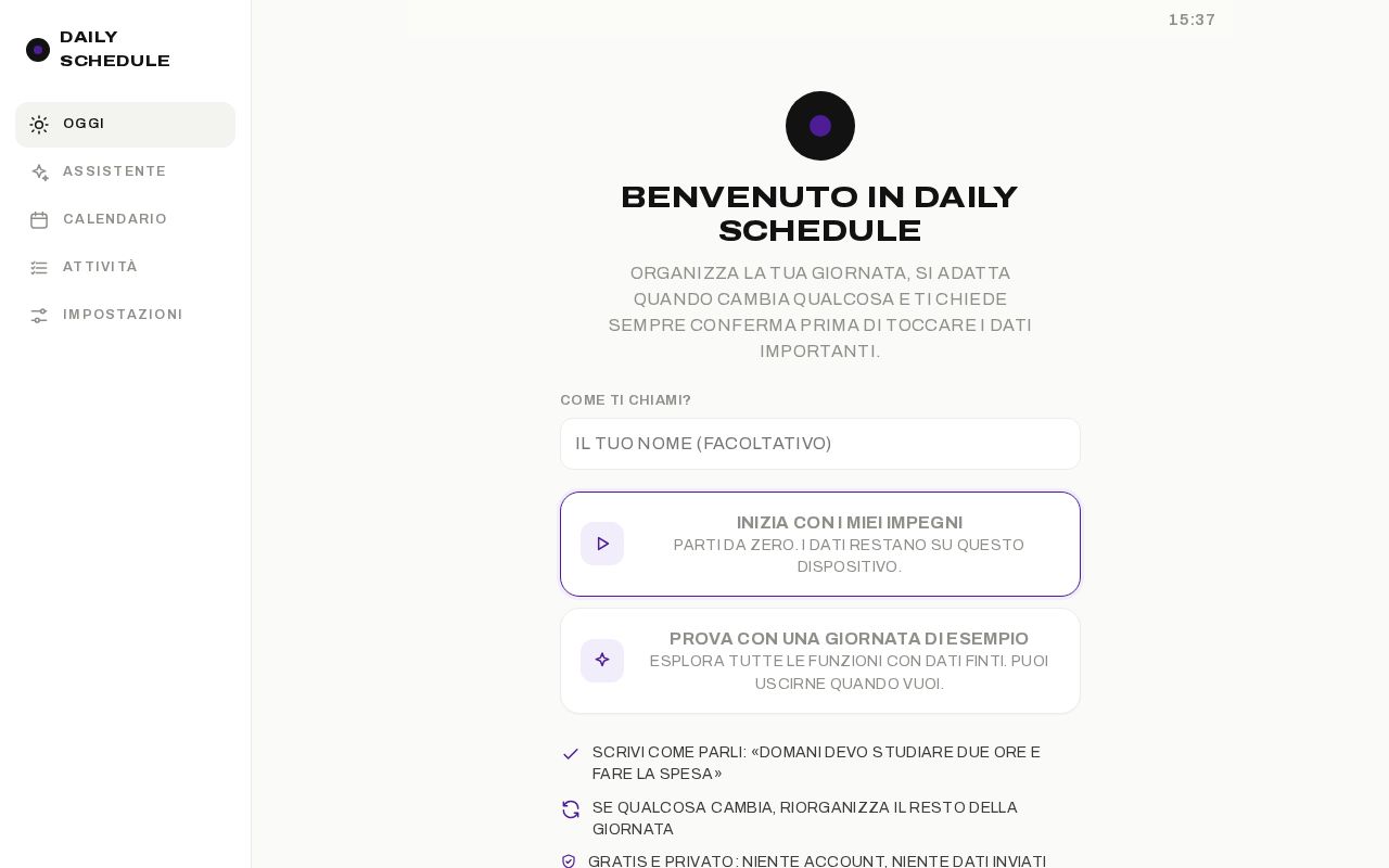 Preview of Daily Schedule