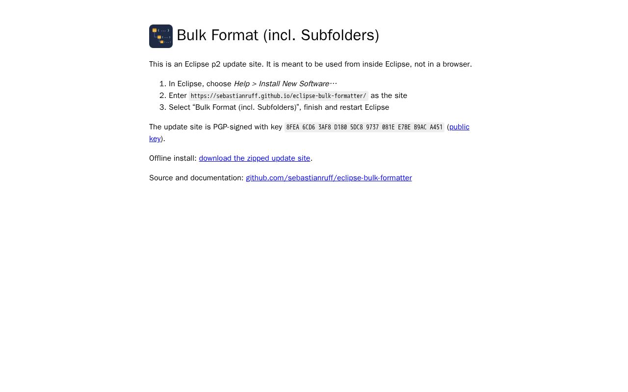 Preview of Eclipse Bulk Formatter