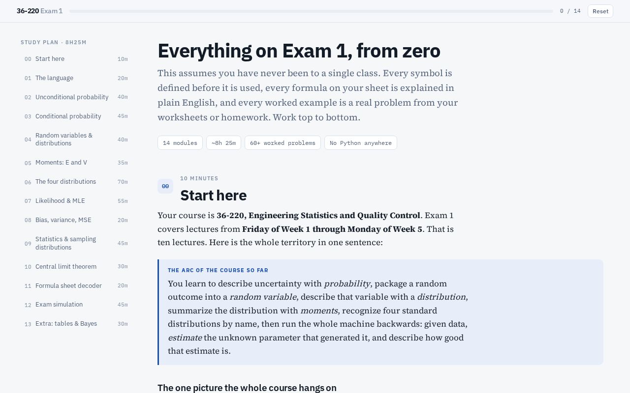 Preview of 36-220 Exam 1 Guide