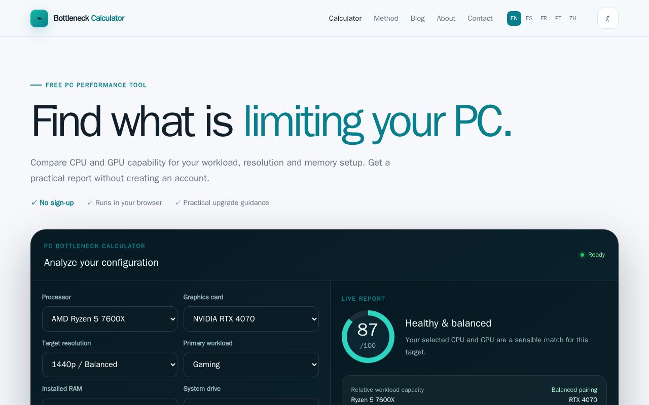 Preview of Bottleneckcalculator