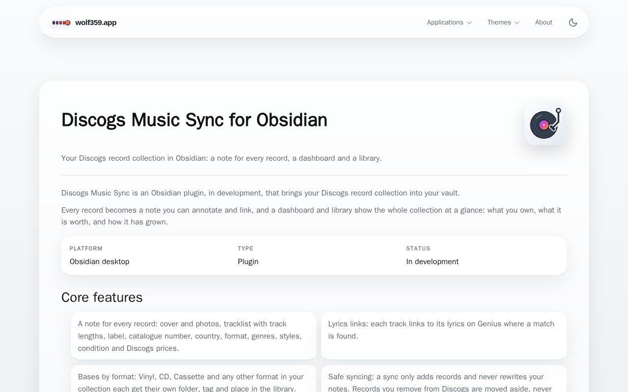 Preview of Discogs Music Sync To Obsidian