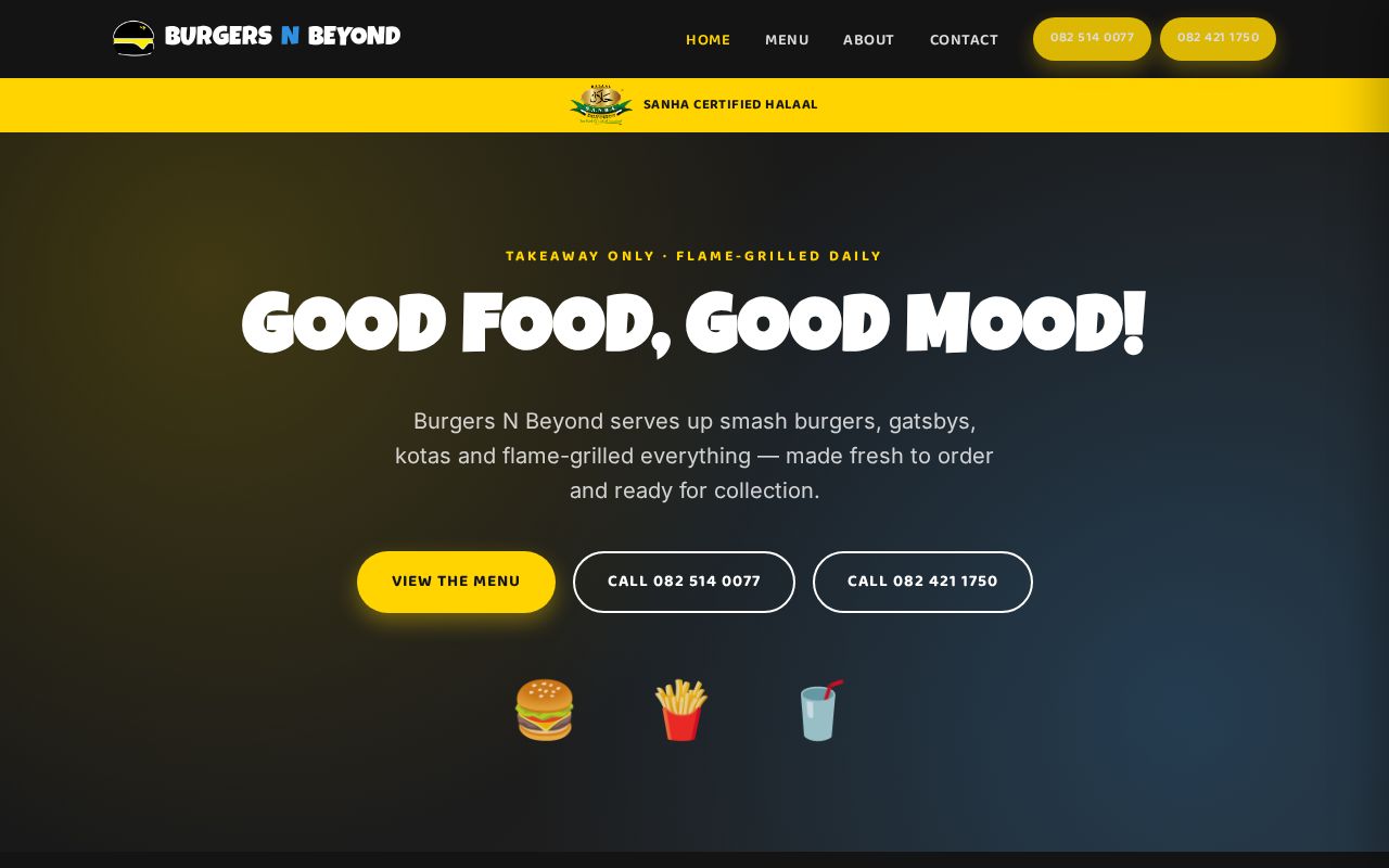Preview of Burgers & Beyond takeaway restaurant website
