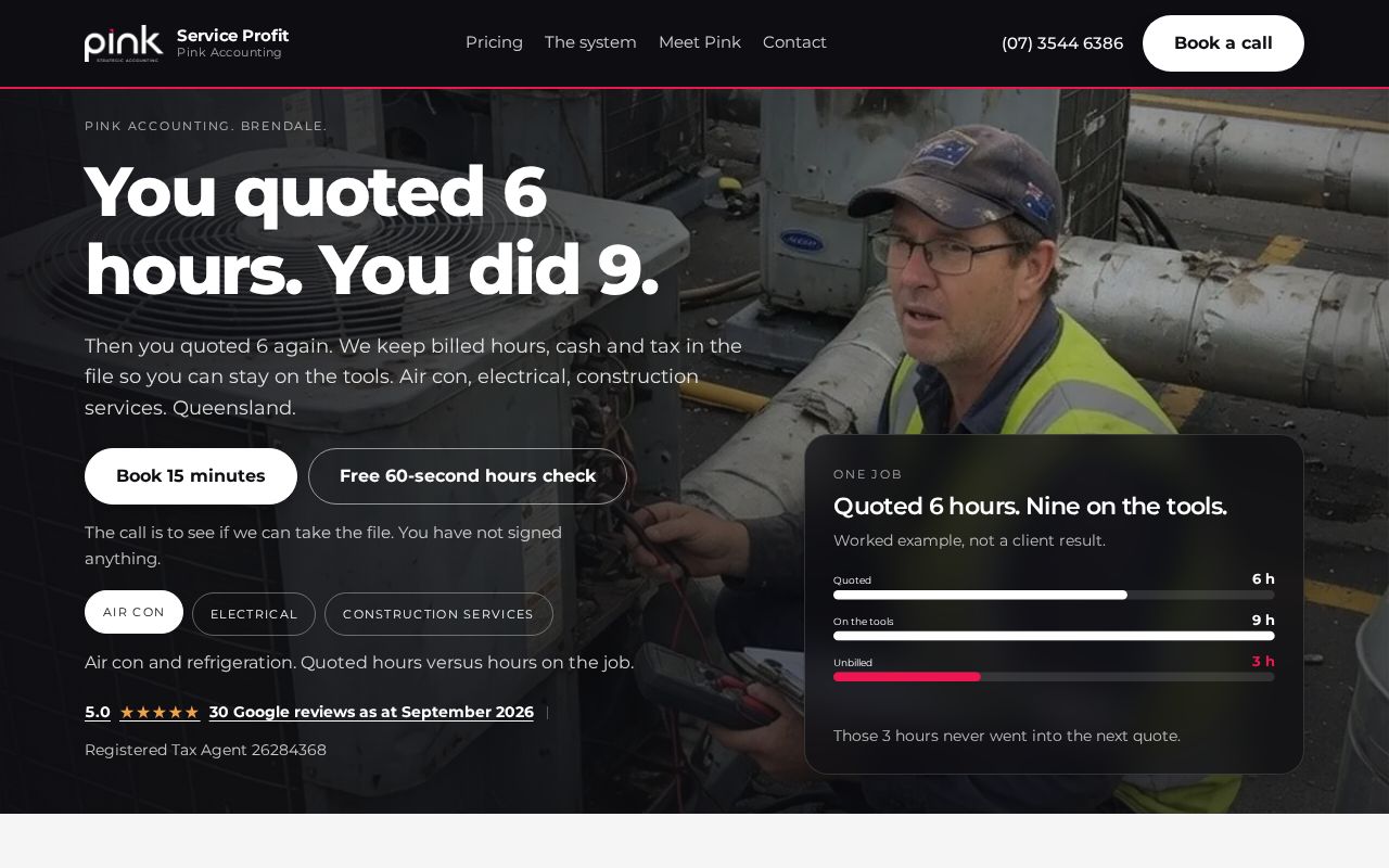 Preview of Job Profit — a Pink Accounting service for trade and technical service businesses