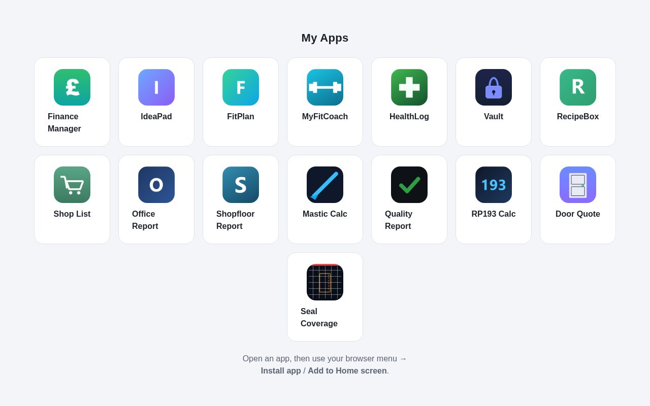 Preview of Installable web apps (IdeaPad, FitPlan) hosted via GitHub Pages