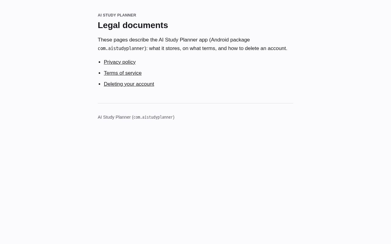 Preview of Ai Study Planner Legal