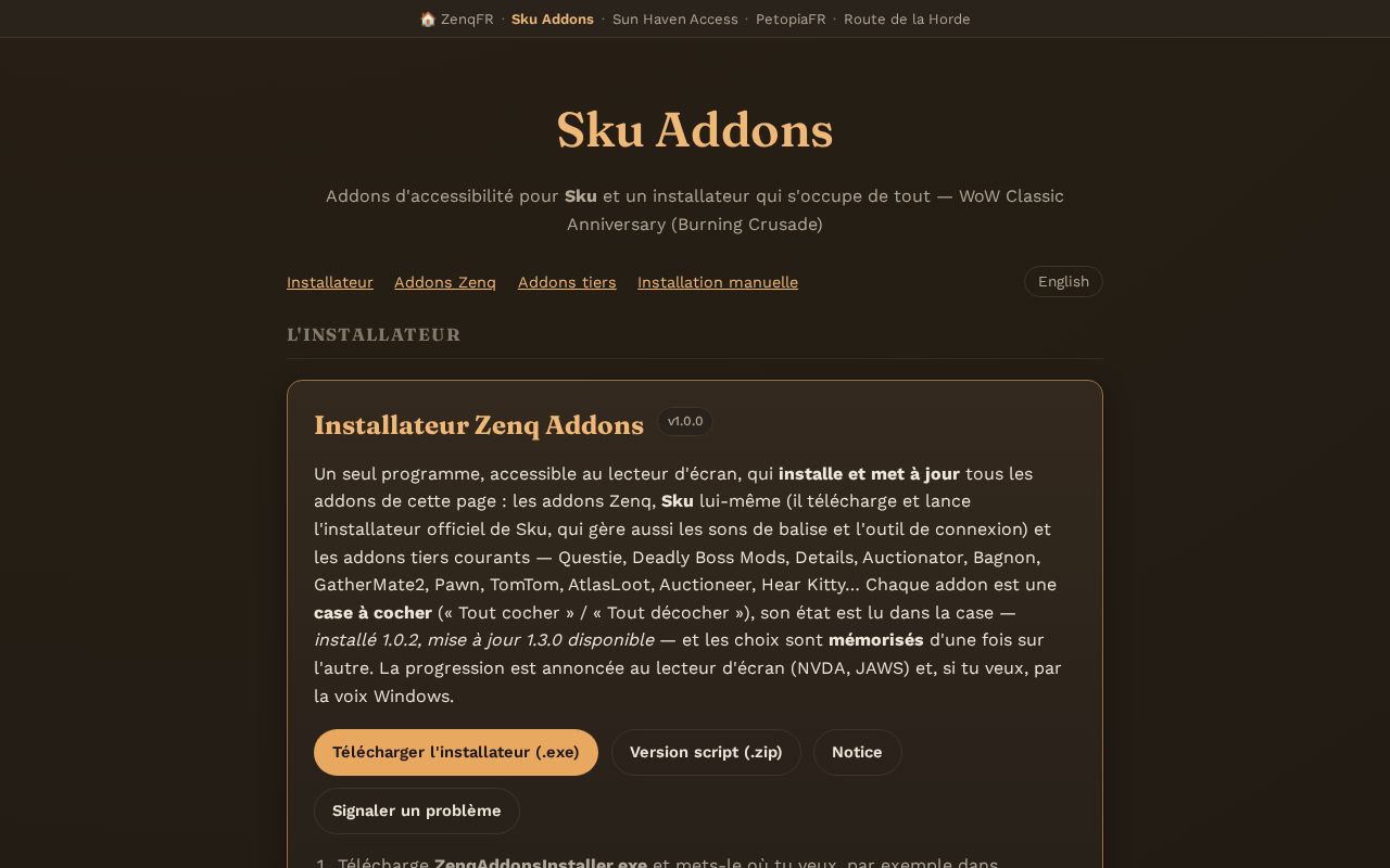 Preview of Modules complementaires d'accessibilite pour Sku (WoW TBC Classic Anniversary).
