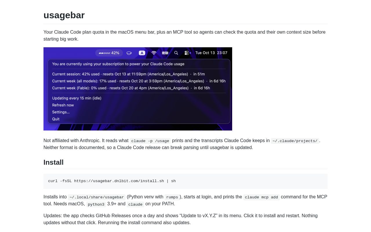 Preview of Usagebar