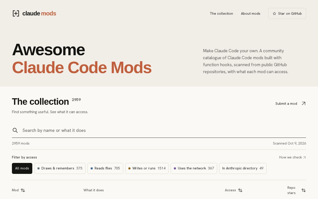 Preview of Awesome Claude Code Mods