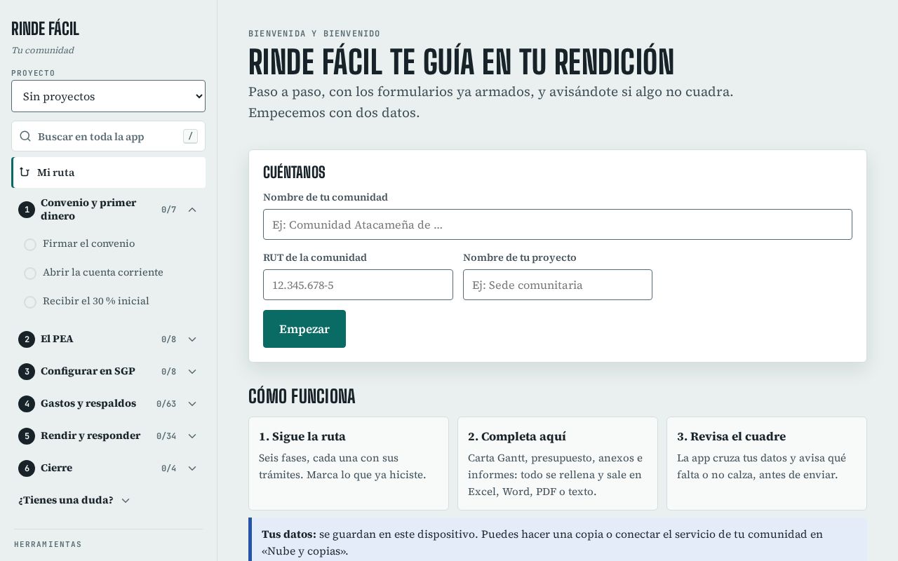Preview of Rinde Facil App