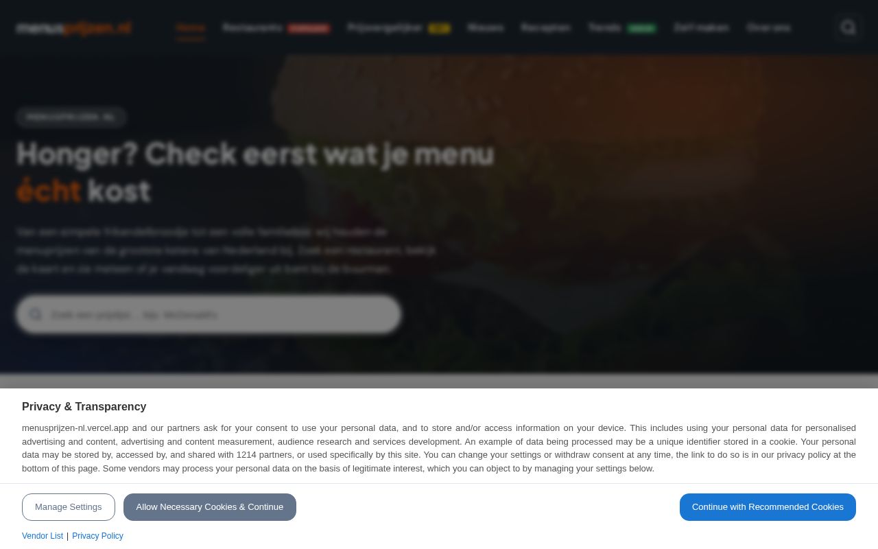 Preview of Menusprijzen Nl