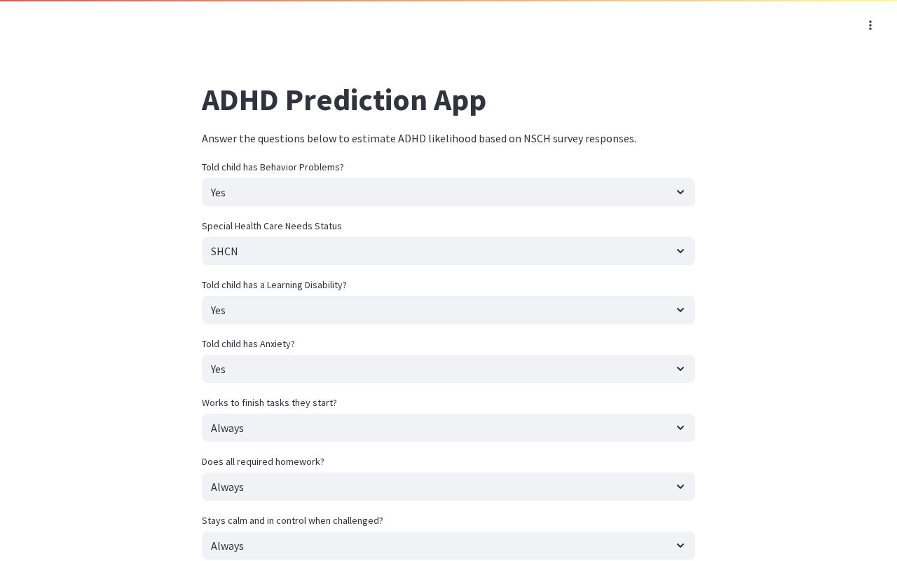 Preview of Adhd Prediction Frontend