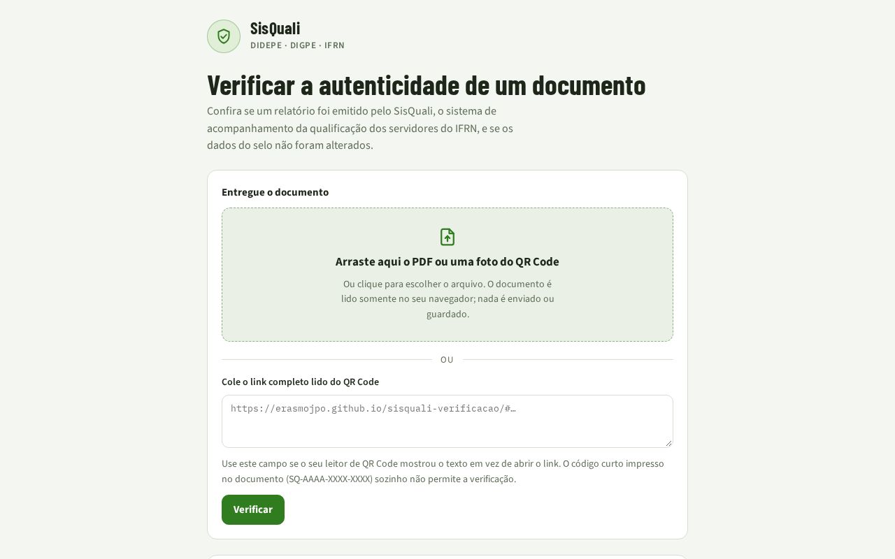 Preview of Sisquali Verificacao