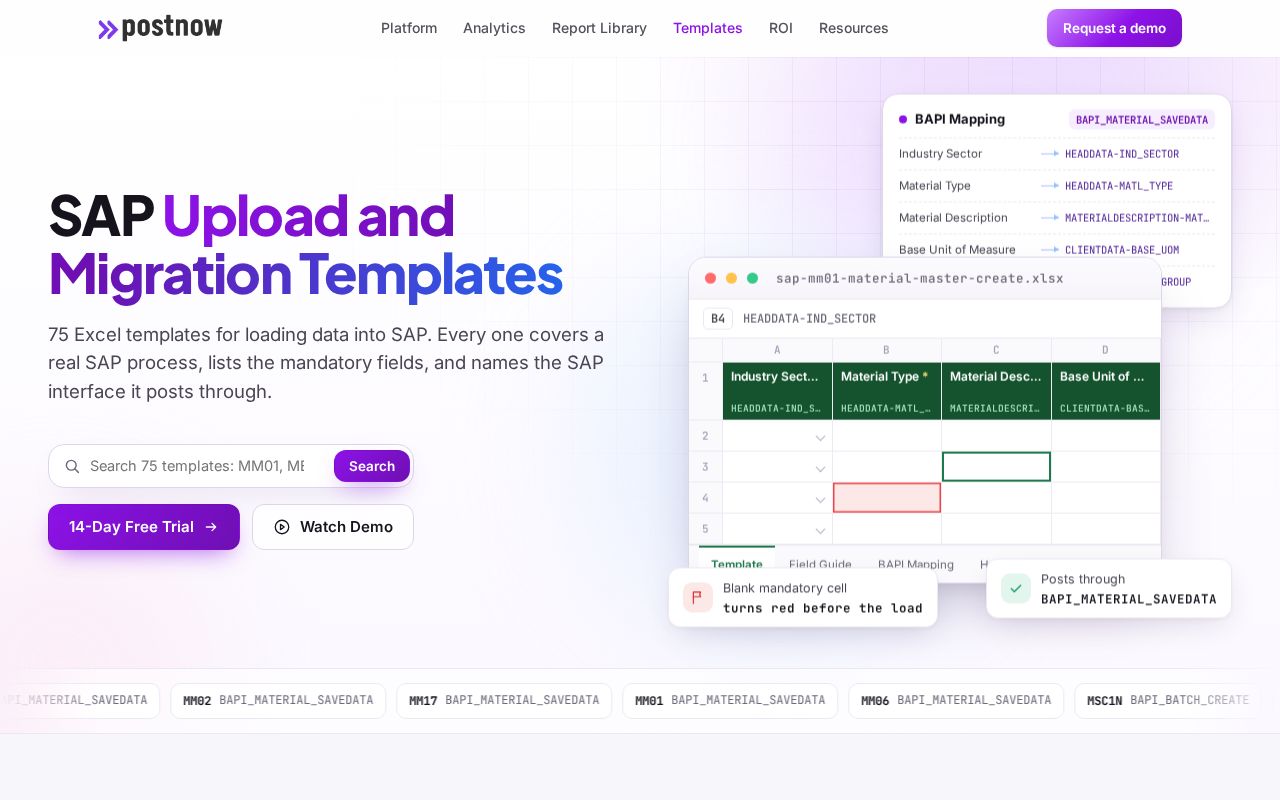 Preview of Free SAP Upload and Migration Templates
