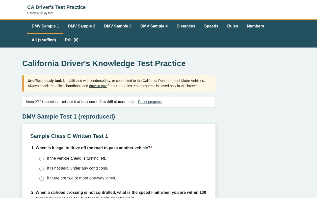 Preview of Ca Dmv Practice