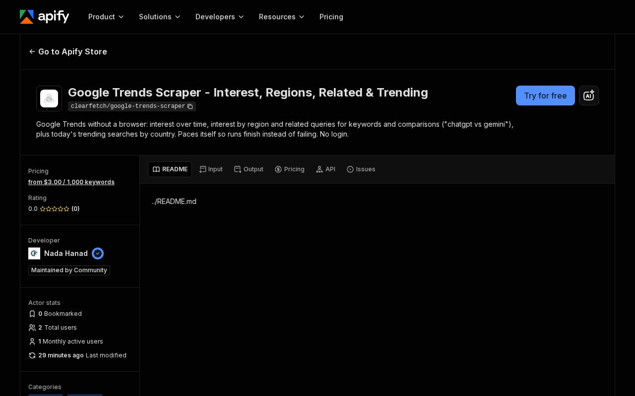 Preview of Google Trends Scraper