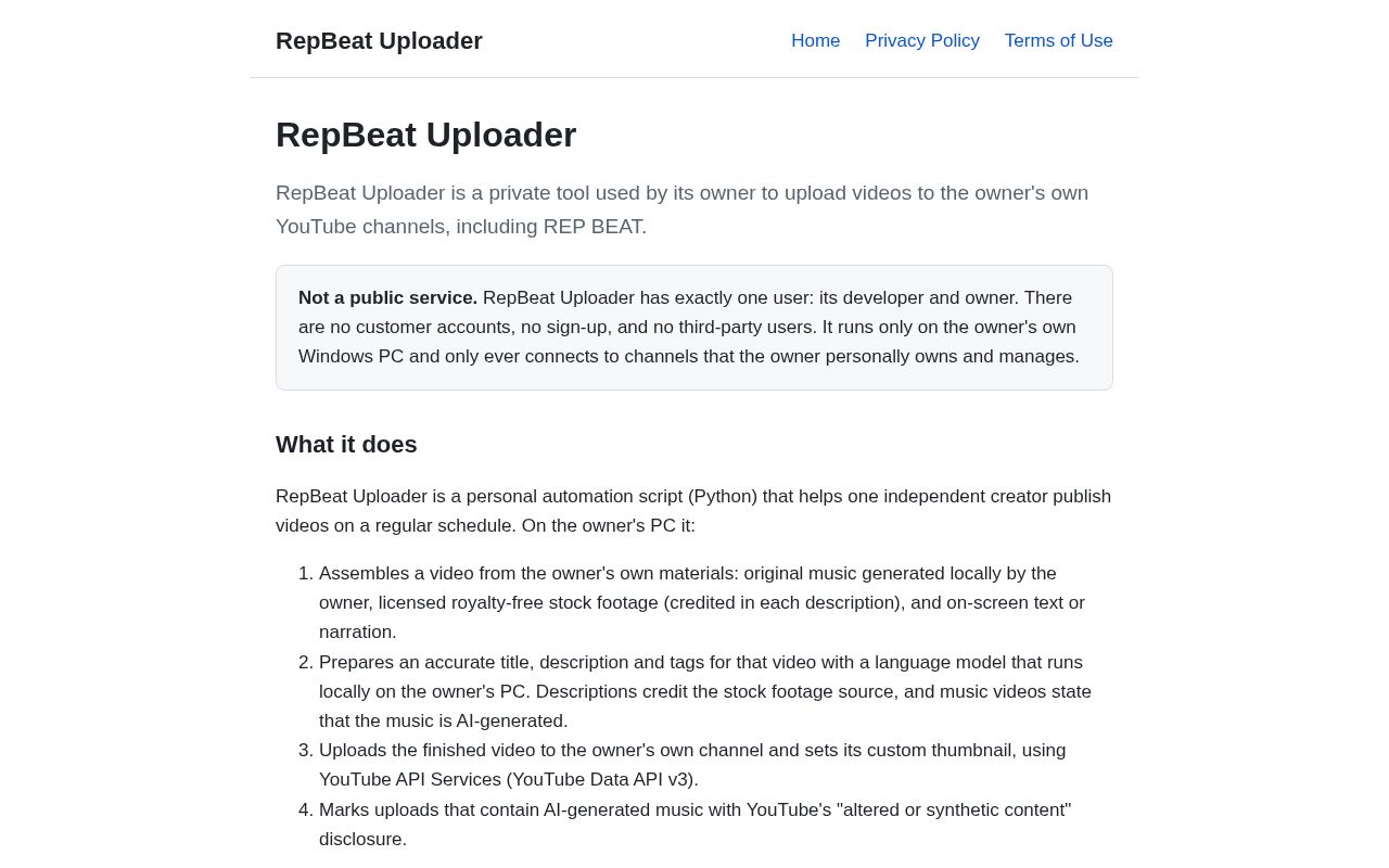 Preview of RepBeat Uploader