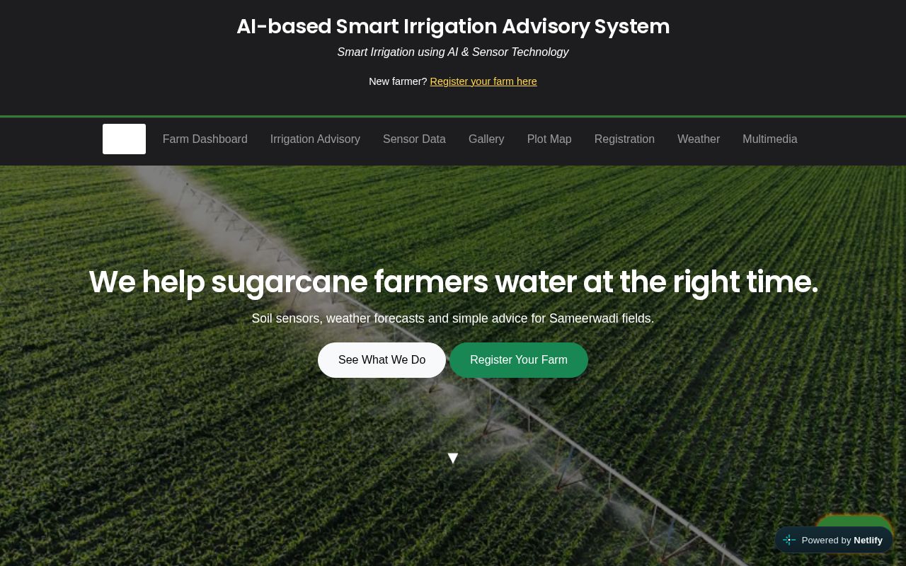 Preview of Smart Irrigation Portal