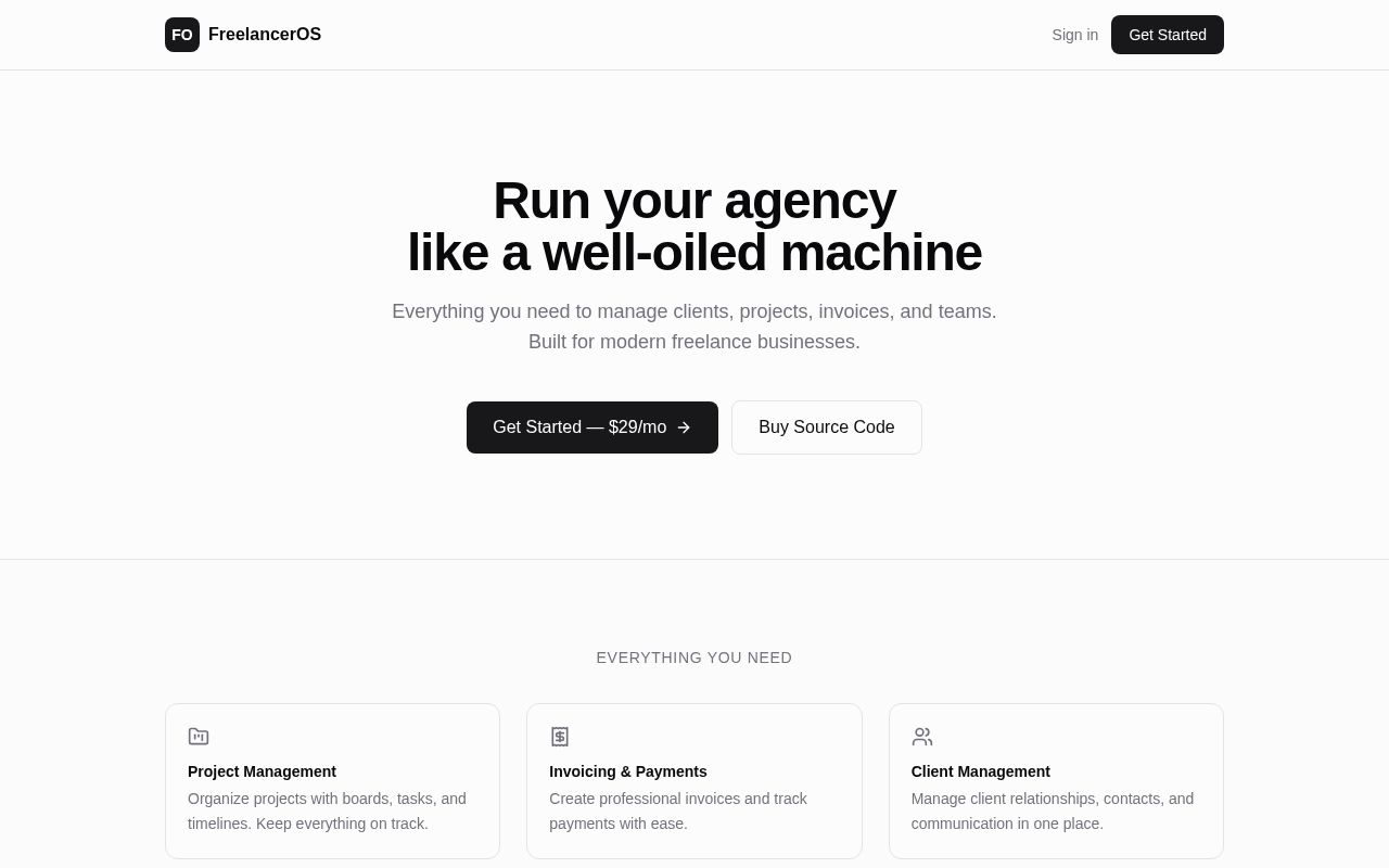 Preview of FreelancerOS