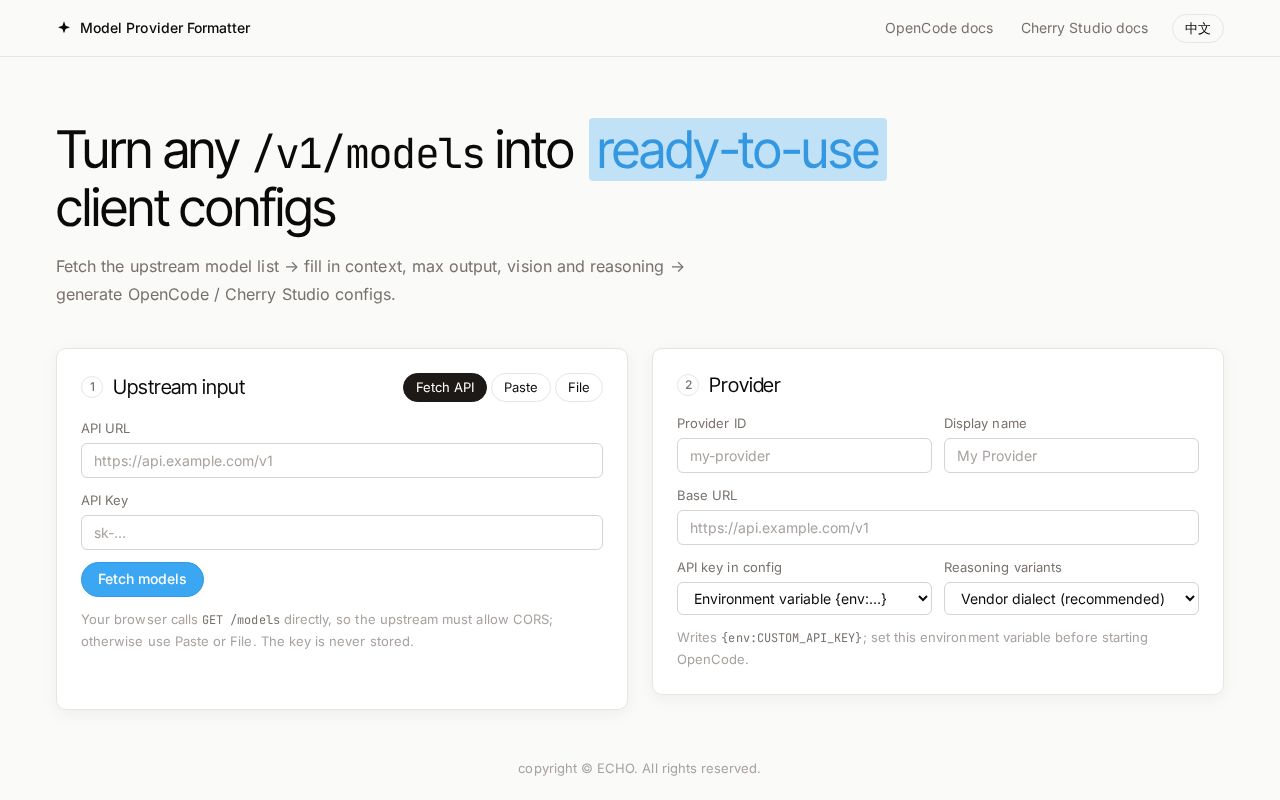Preview of Model Provider Formatter