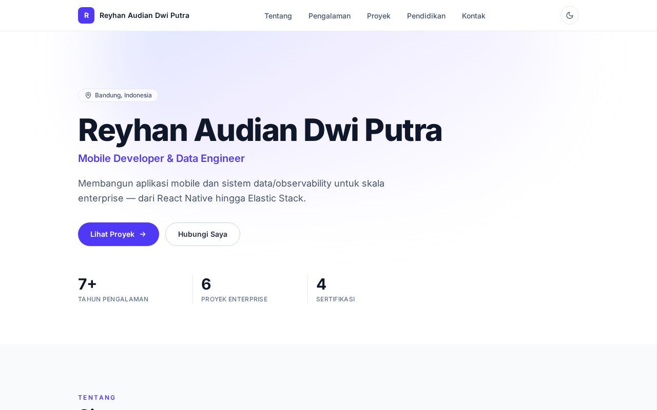 Preview of Personal portfolio - Mobile Developer & Data Engineer. Built with Astro + Tailwind.