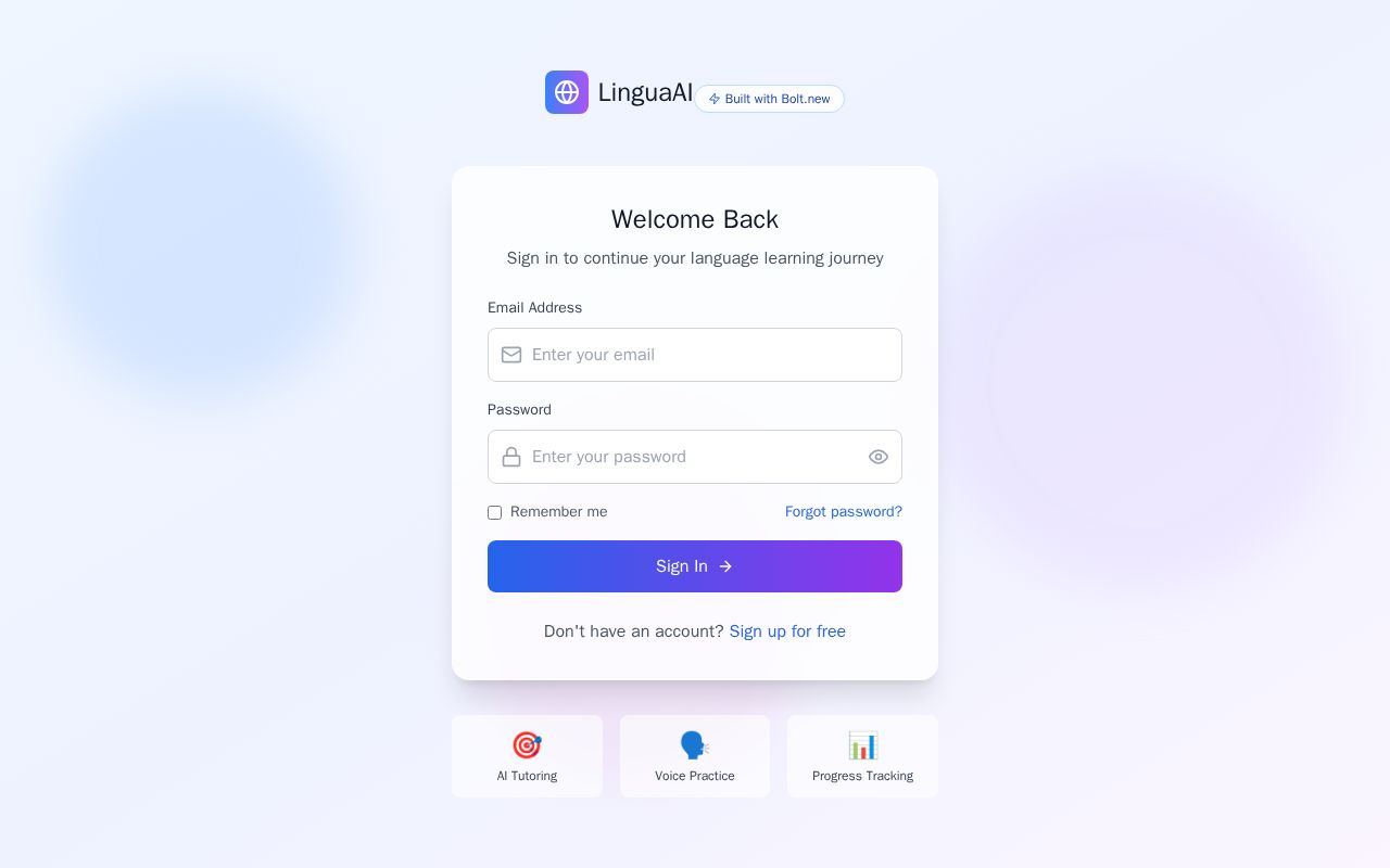 Preview of LinguaAI: Speak Smarter with Real-Time AI Coaching.