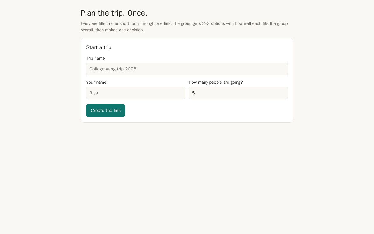Preview of Group Trip Planner
