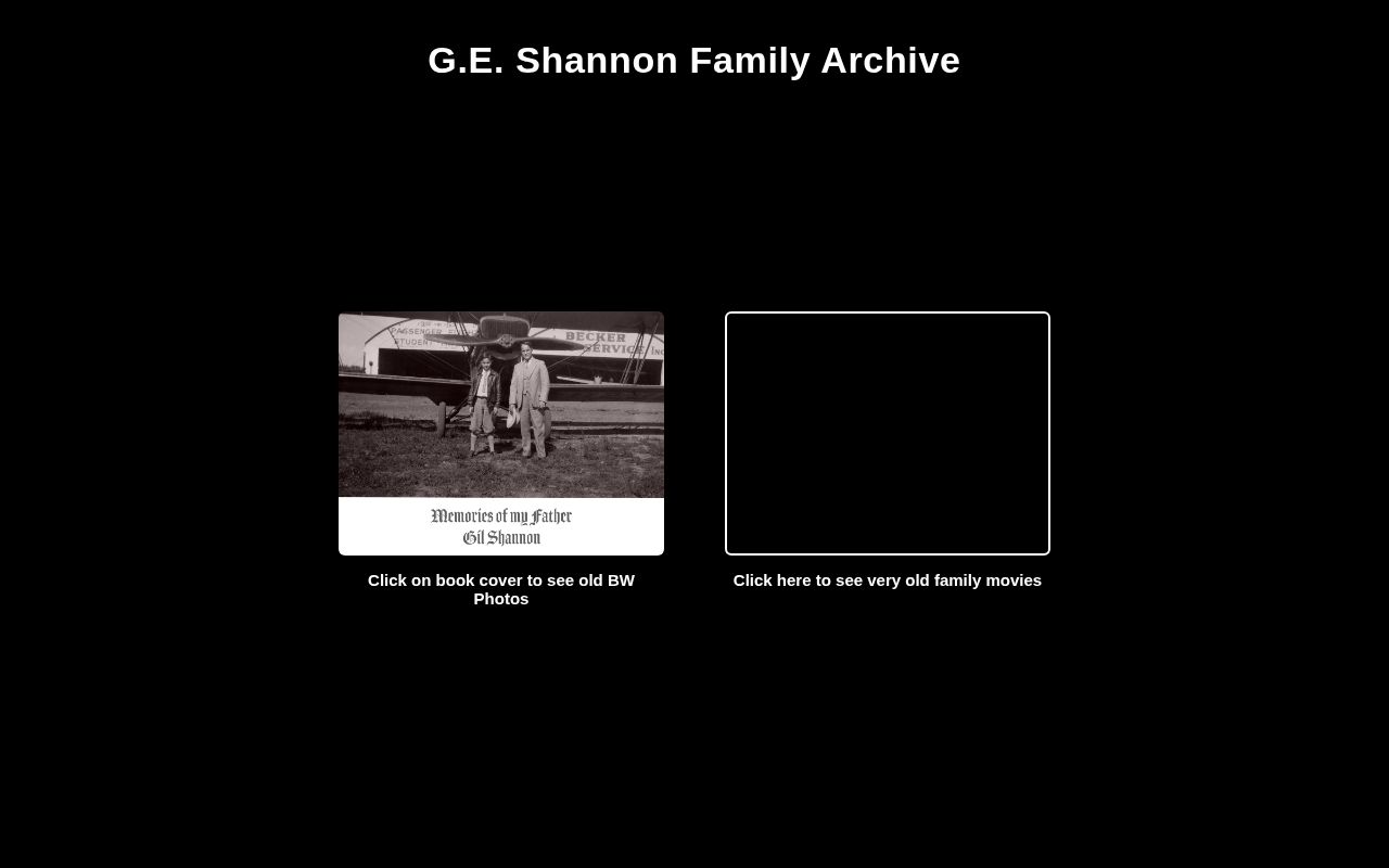 Preview of Landing menu linking to GES-OldBW-Book and FamilyOldMovies