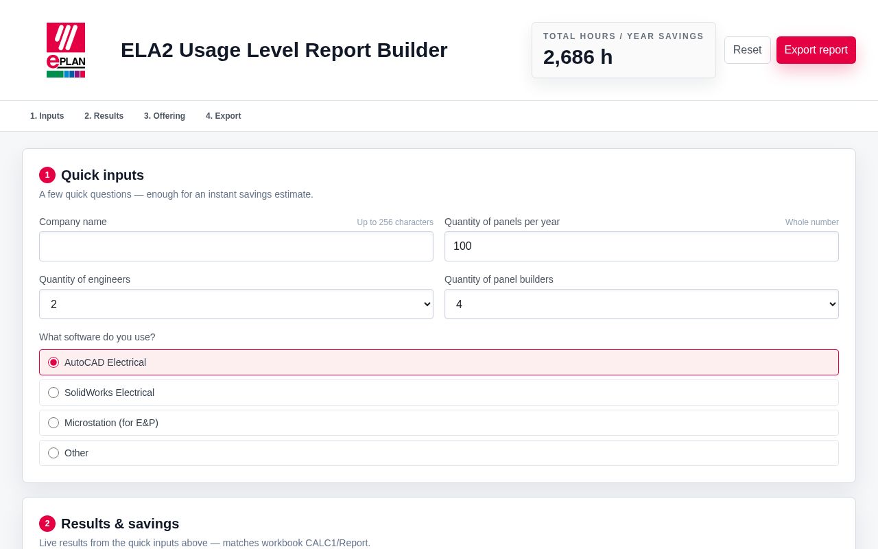 Preview of Tradeshow Rittal Ela2 Usage Level Report Builder