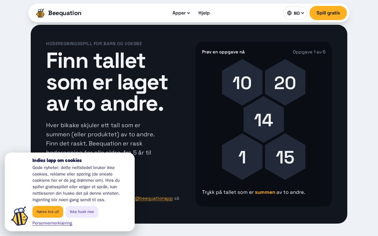 Preview of Beequation: hoderegningsspill for barn og voksne