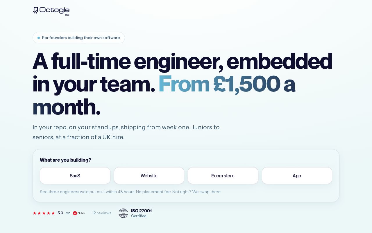 Preview of Octogle Hire Landing