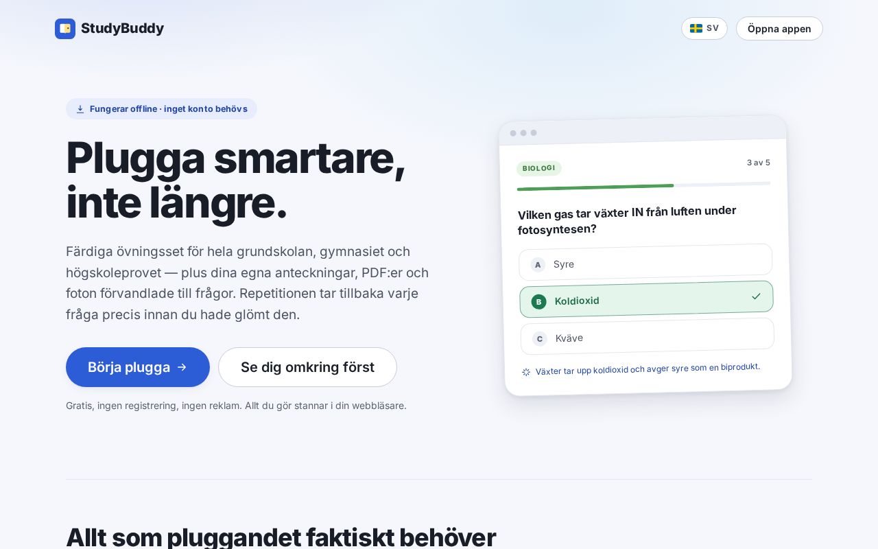 Preview of AI study buddy that tutors a student through their own assignments and tests