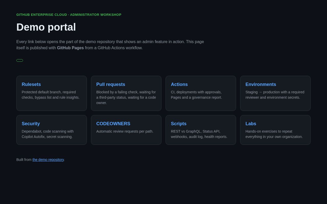 Preview of Ghec Admin Workshop Demo