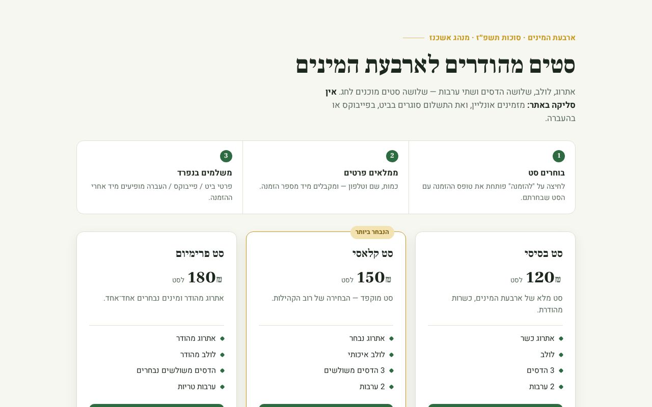 Preview of Arbaat Haminim Sets