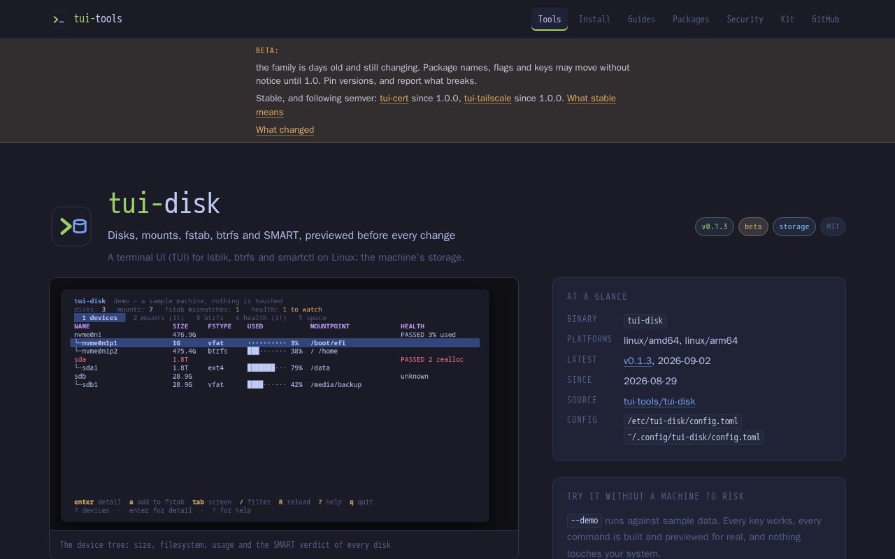 Preview of Tui Disk