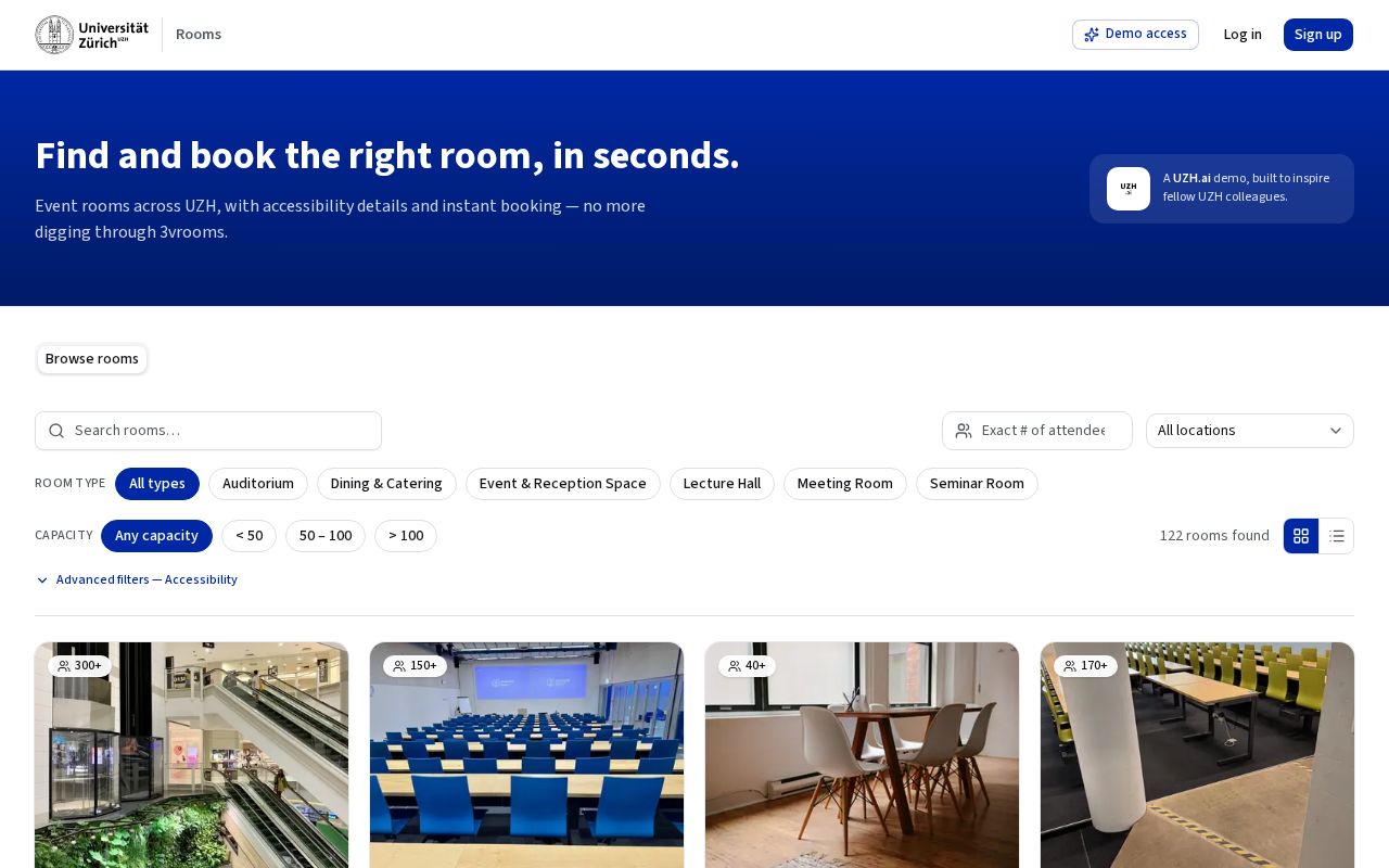 Preview of Uzh Room Booking Demo