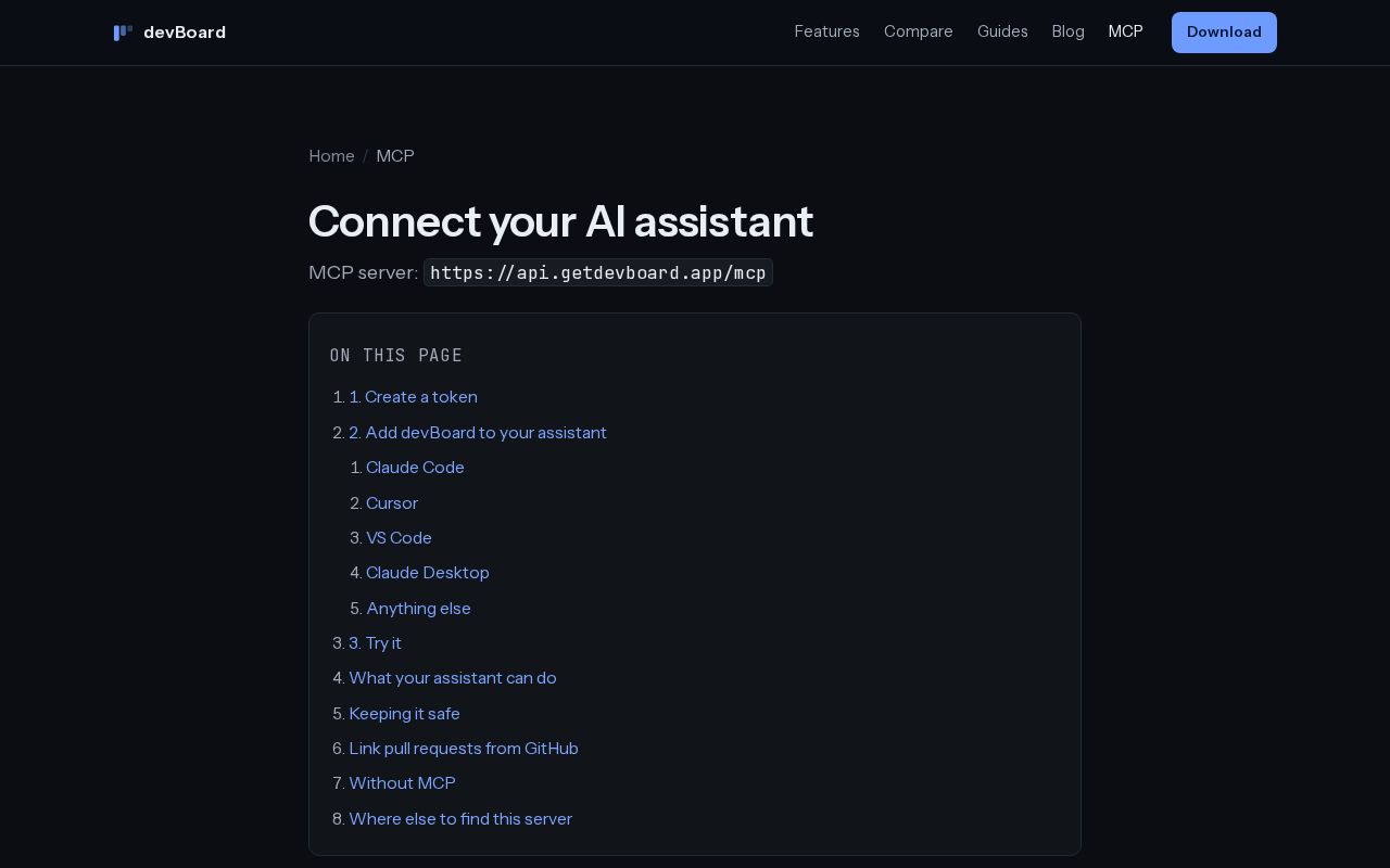 Preview of Connect devBoard to Claude Code, Cursor and VS Code (MCP)
