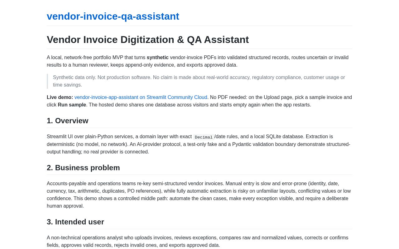 Preview of Vendor Invoice Qa Assistant