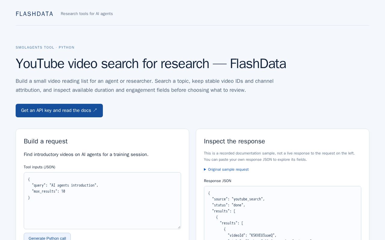 Preview of YouTube video search for research