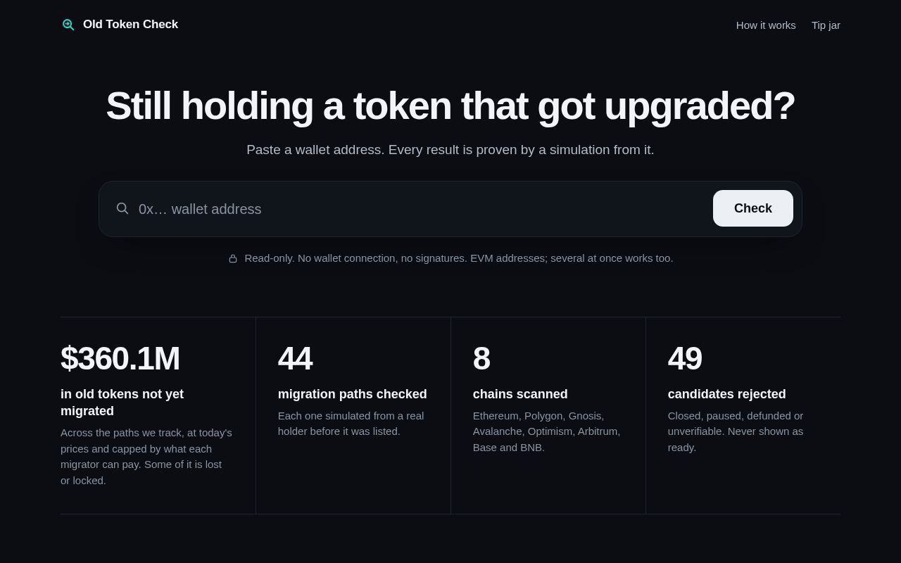 Preview of Old Token Check