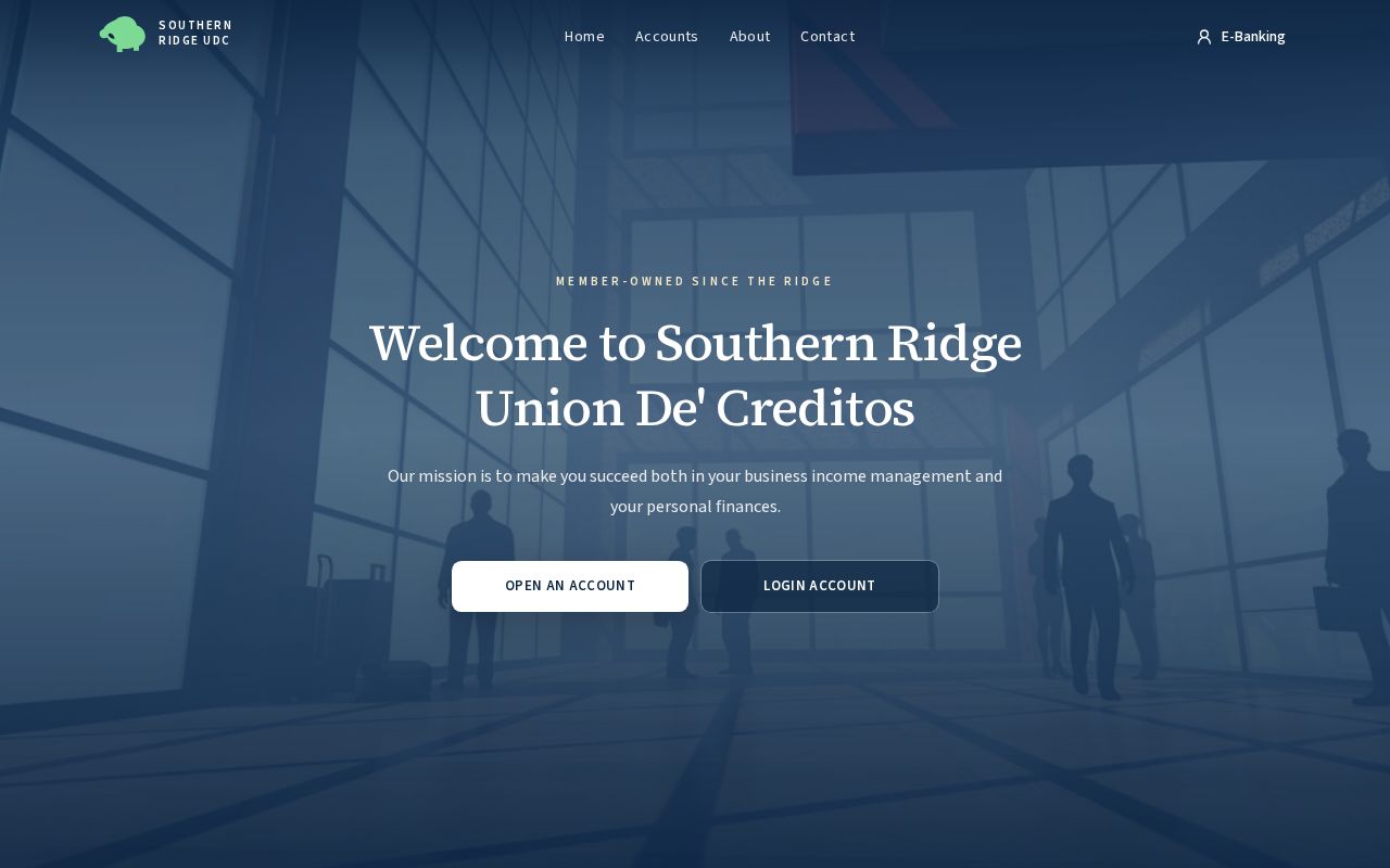 Preview of Southern Ridge Union De' Creditos online banking and operations console