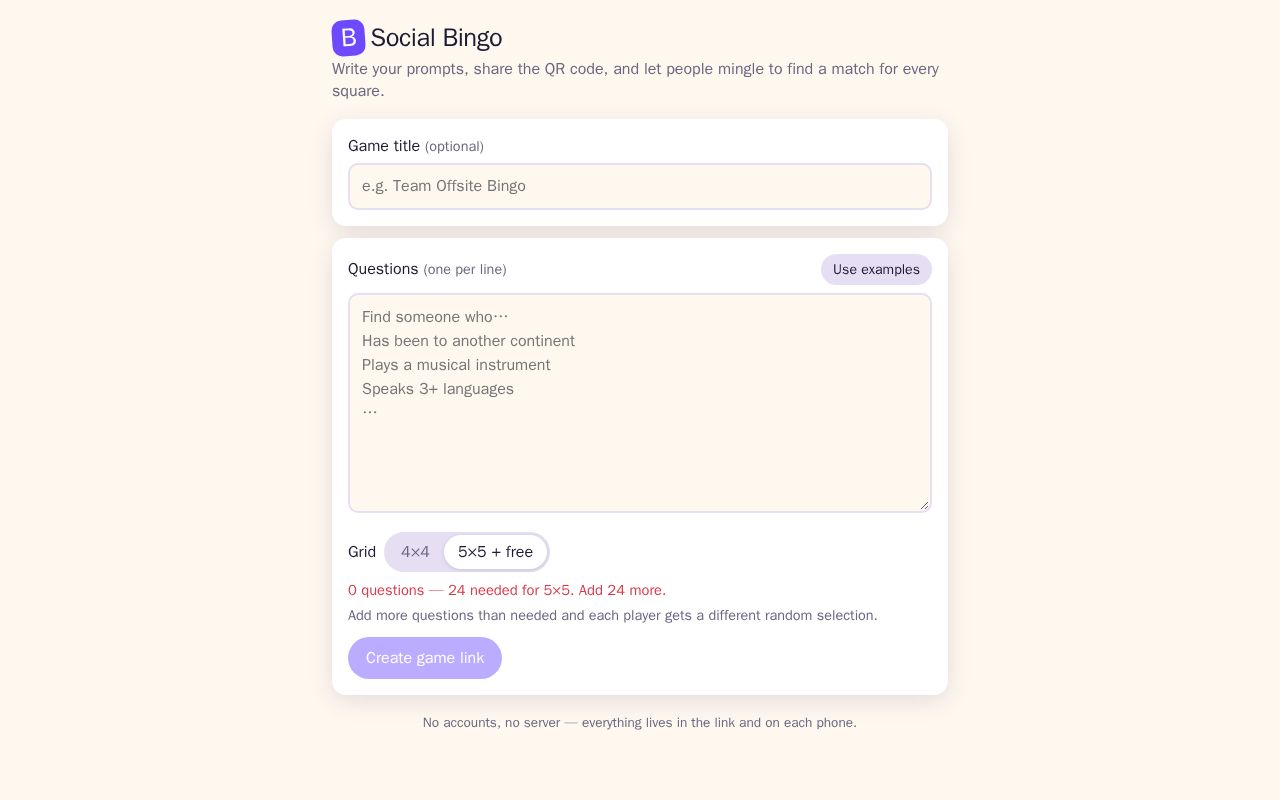 Preview of SocialBingo