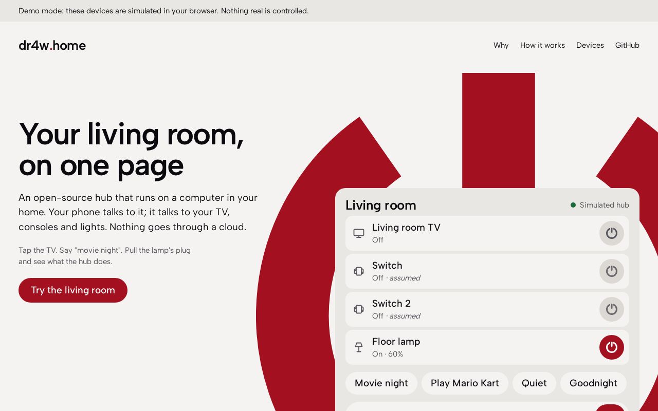 Preview of dr4w home: your living room, on one page