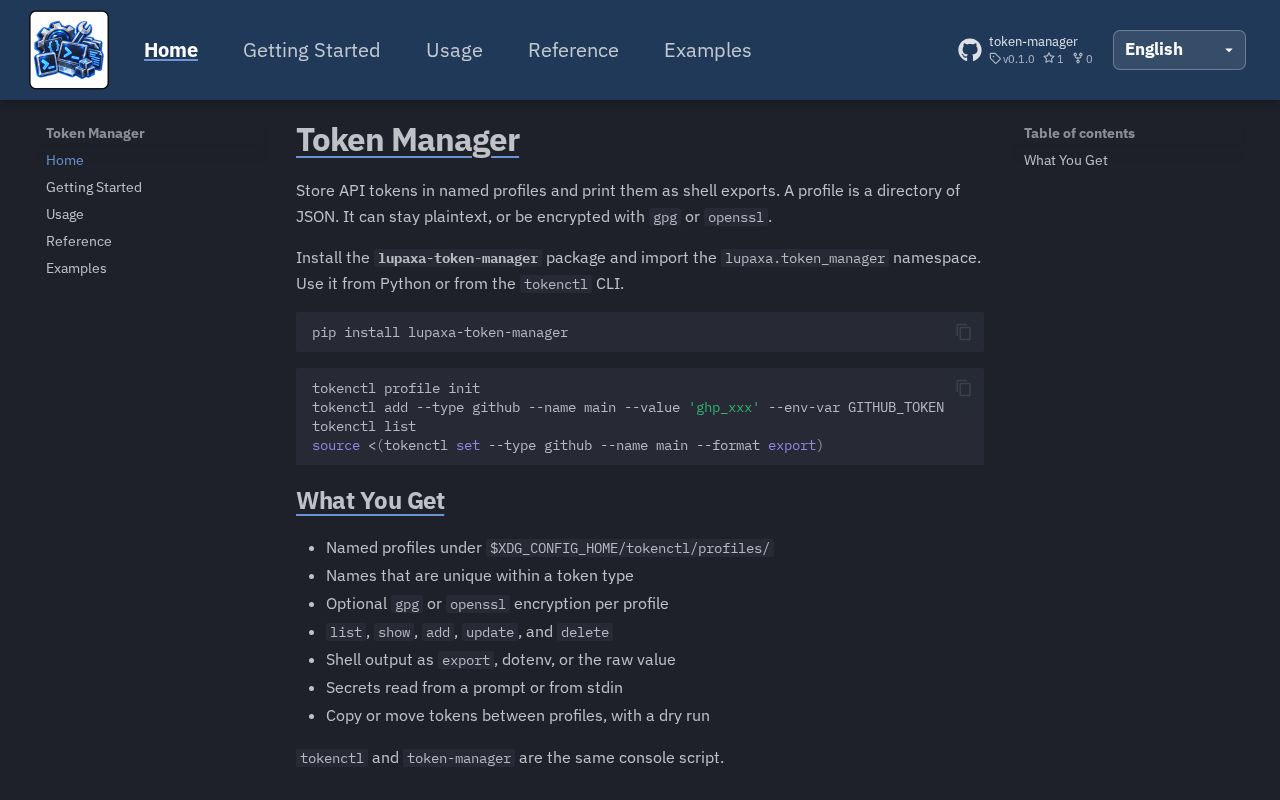Preview of Token Manager