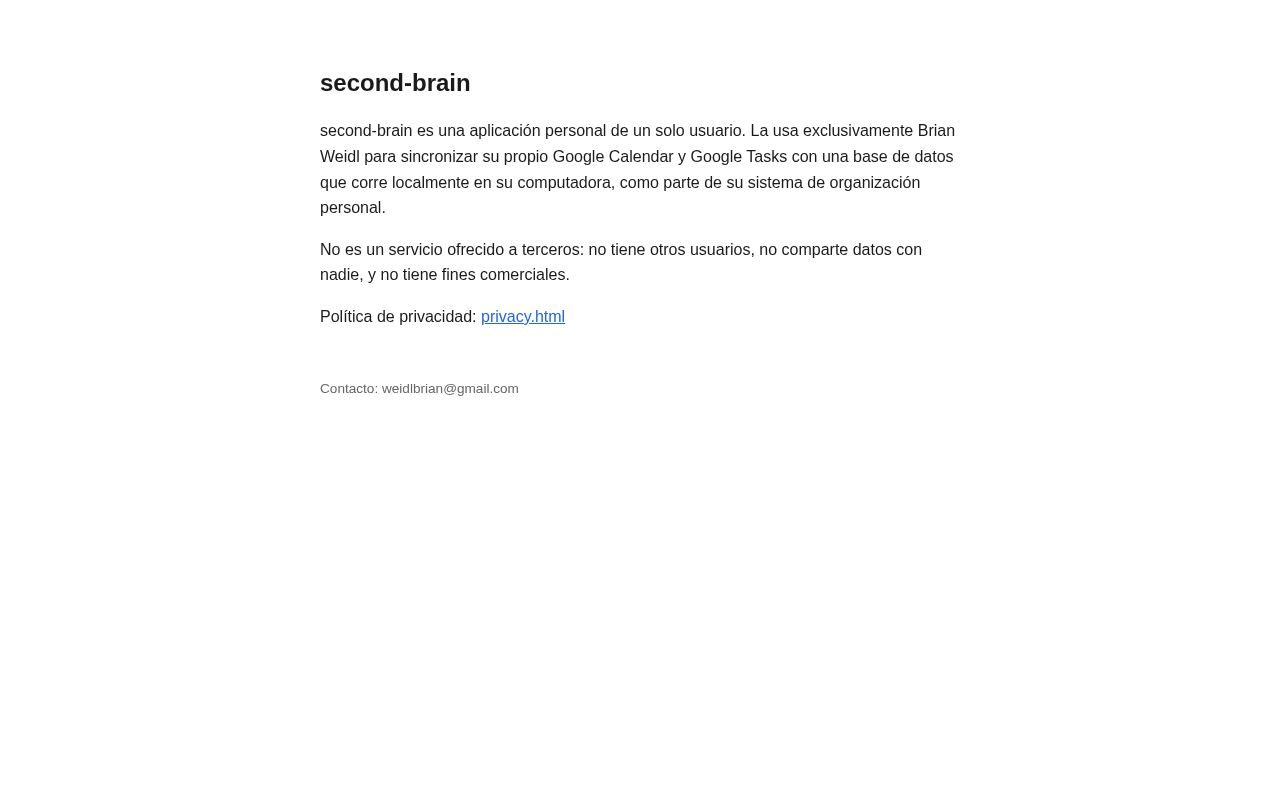 Preview of Second Brain Oauth Pages