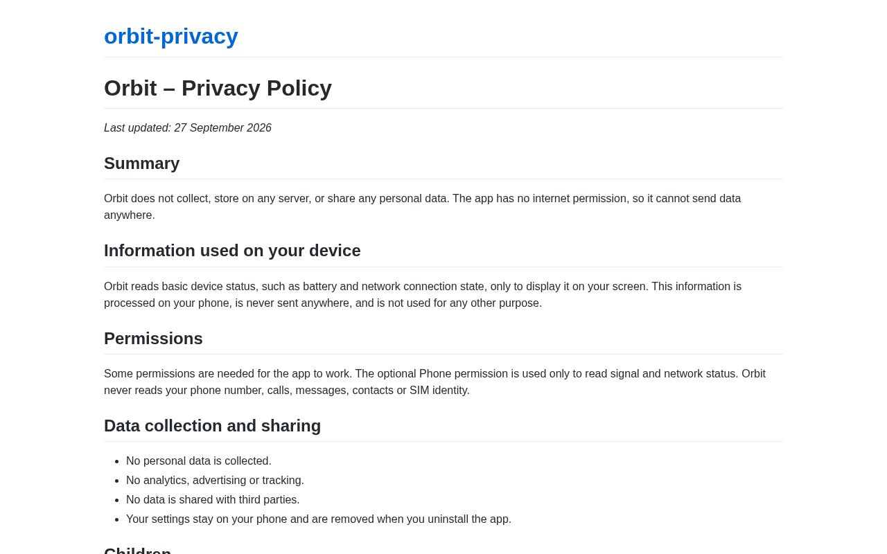 Preview of Orbit Privacy